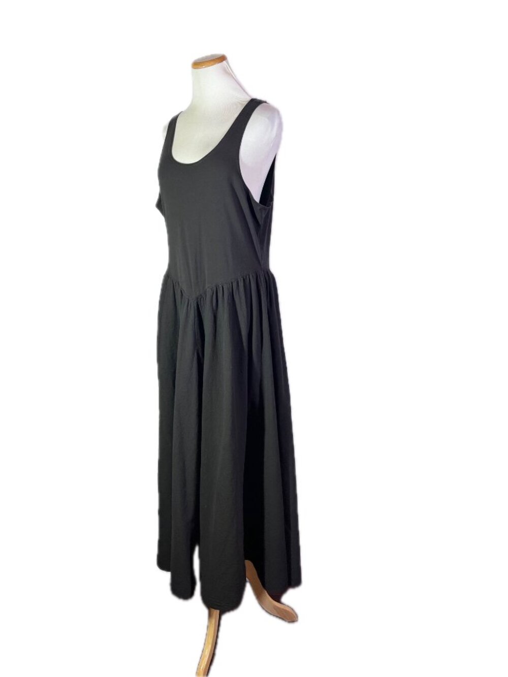 *Flawed* Free People Size XL Black V-Waist Emily's Midi Dress Scoop Back